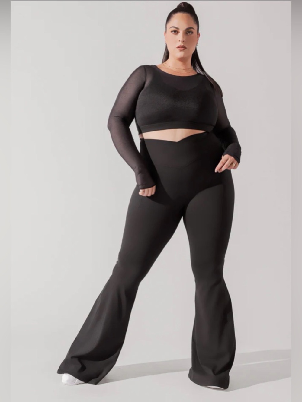 POPFLEX Coquette Long Sleeve Mesh Bra - Black